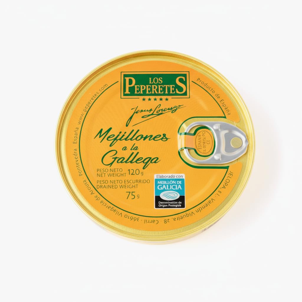 LOS PEPERETES Pack Gourmet Marisco Gallego con Champagne Francés | x2 Berberechos al Natural · x2 Navajas al Natural · x2 Mejillones a la Gallega | Estuche Lote Delicatessen Premium Latas Conserva