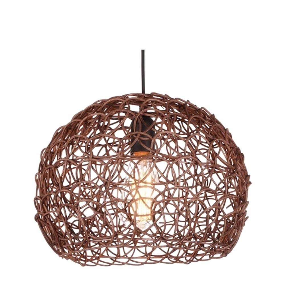 LYMSXAZOU Garden Rattan Chandeliers Woven and Hanging Light - Spherical Living Room Bedroom Bedside Dining E27 Lighting Pendant Lamp Boutique Decoration Chandeliers, Brown, m