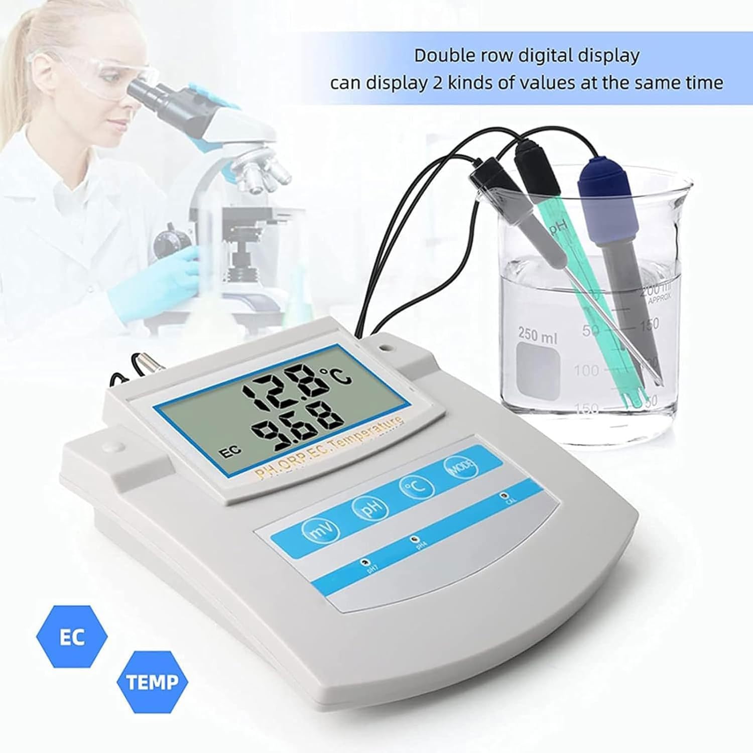 Laboratoryjny monitor jakości wody, cyfrowy miernik temperatury pH ORP TDS EC CF z automatyczną kompensacją temperatury do akwariów i rybołówstwa, tester stołowy, wykrywanie mikrokomputera
