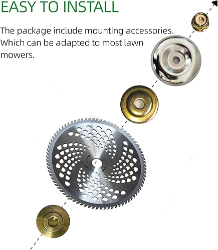 Miniatura 6 de Juego de 2 cuchillas de punta de carburo de 10 pulgadas x 80T con adaptador universal para cortador, recortador, herbicida (2 kits de adaptadores