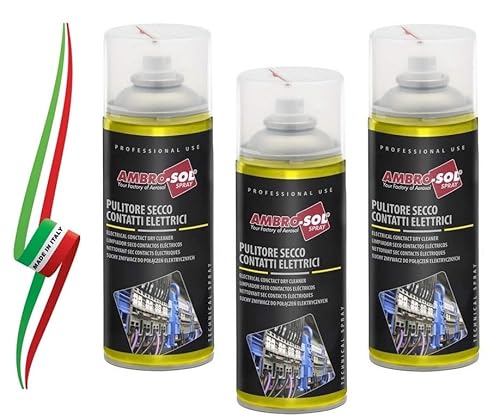 SET 3 PEZZI PULITORE SECCO SPRAY PER CONTATTI ELETTRICI ELETTRONICI ELETTROMAGNETICI 400ml  MADE IN ITALY