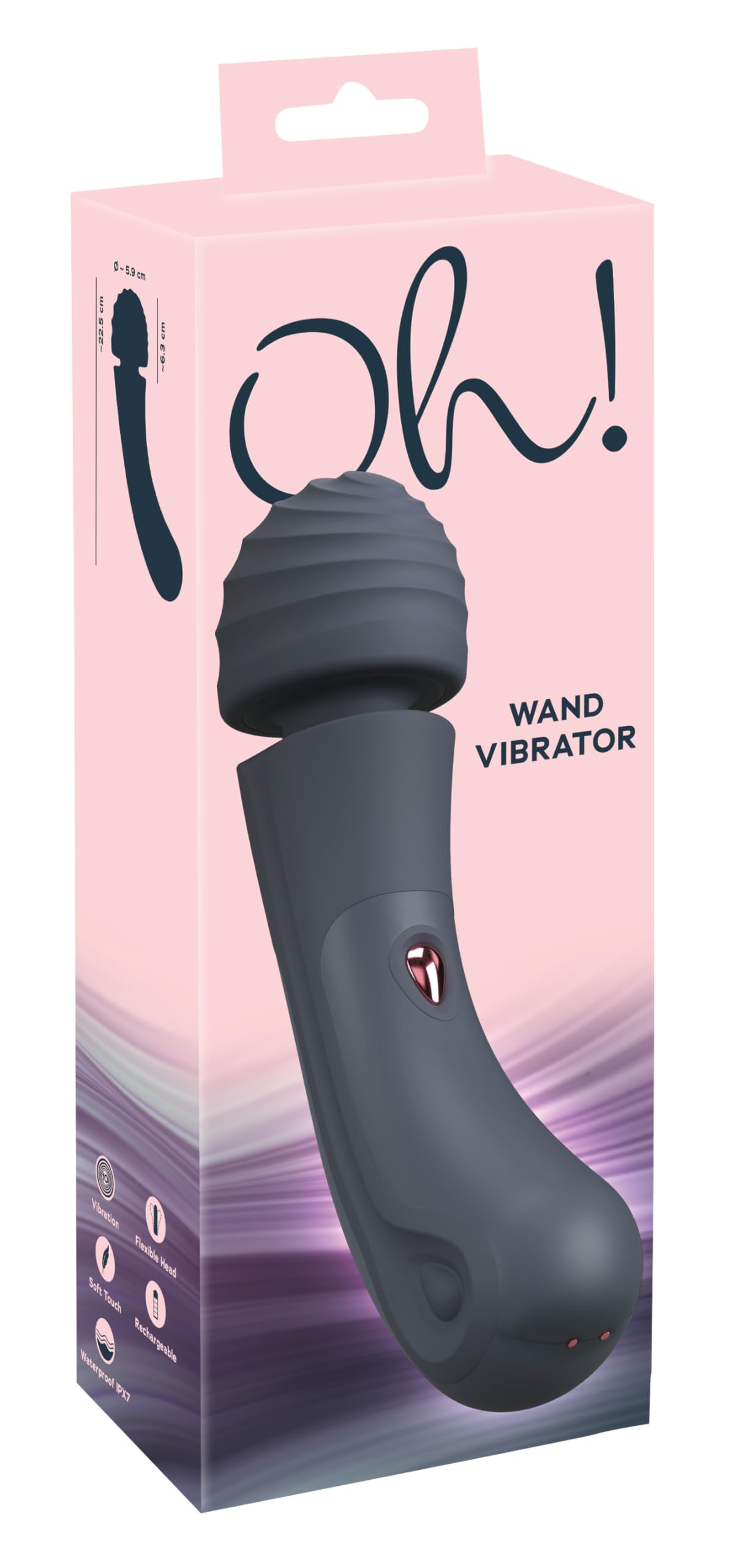 Oh! Wand Vibrator - erotischer Massage-Stab für verführerische Ganzkörper Massagen, zur präzisen Lustpunkt-Stimulation, in Schwarz