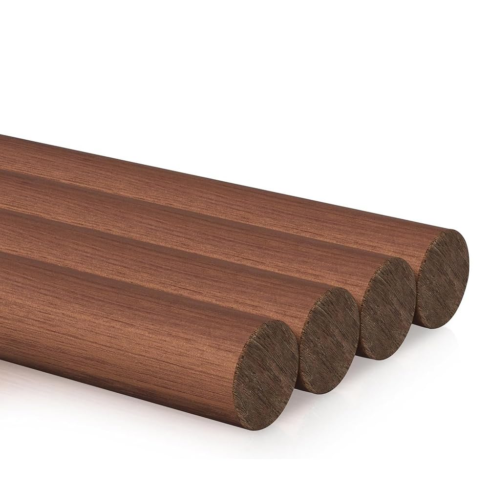 Agmoctz 4 Pieces Wooden Dowel Rods 3/4 X 12 Inch Walnut Round Unfinished Wood Sticks For Crafts