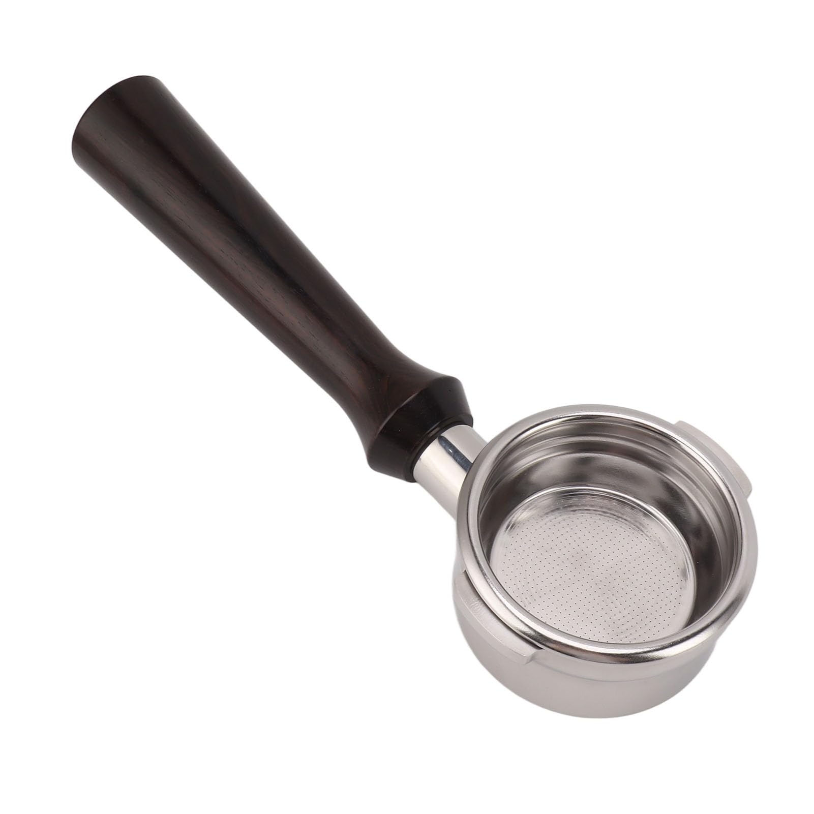 Portafiltro sin fondo de 58 mm Accesorio para máquina de café de acero inoxidable con mango de madera Herramienta de espresso profesional para cafeteras espresso comerciale (F sándalo)