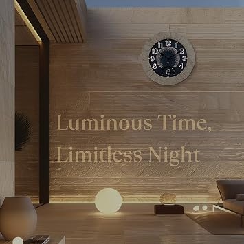 Presentime & Co 14 Illuminated in/Outdoor Clock with Smart Sensor and Night Light, Waterproof, Large Wall Clock with Thermometer & Hygrometer, for Garden and Patio - Coastal Sandstone Finish.