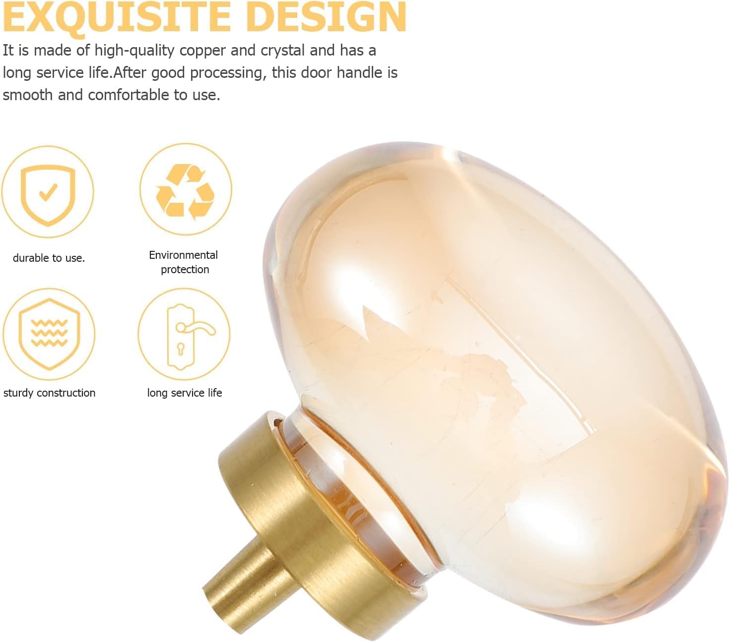 10 Pack Amber Glass Egg Shaped Gold Pulls