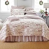 BrylaneHome Vintage Christmas 4-Pc. Quilt Set - Ivory Red, Full/Queen