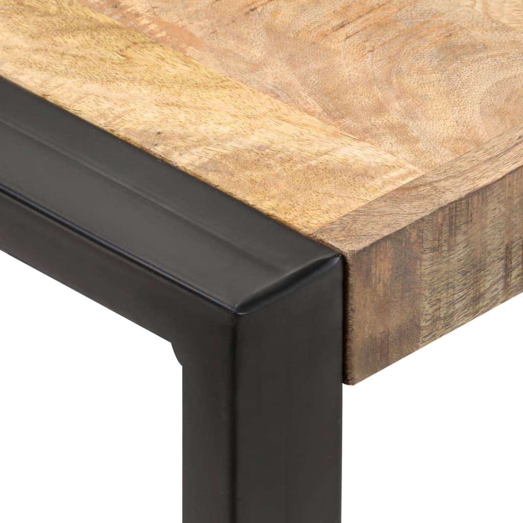 Tavolo da pranzo 70 x 70 x 75 cm in legno massello di mango grezzo con gambe in acciaio verniciato a polvere, tavolo da bistrot stabile e durevole