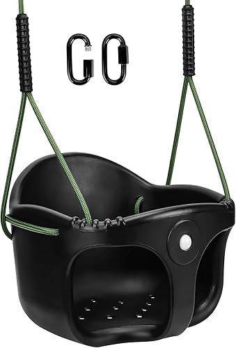 Miniatura 7 de Juego de columpios de plástico de repuesto resistente, columpio colgante antideslizante para árbol con cuerda ajustable, accesorios para asiento de