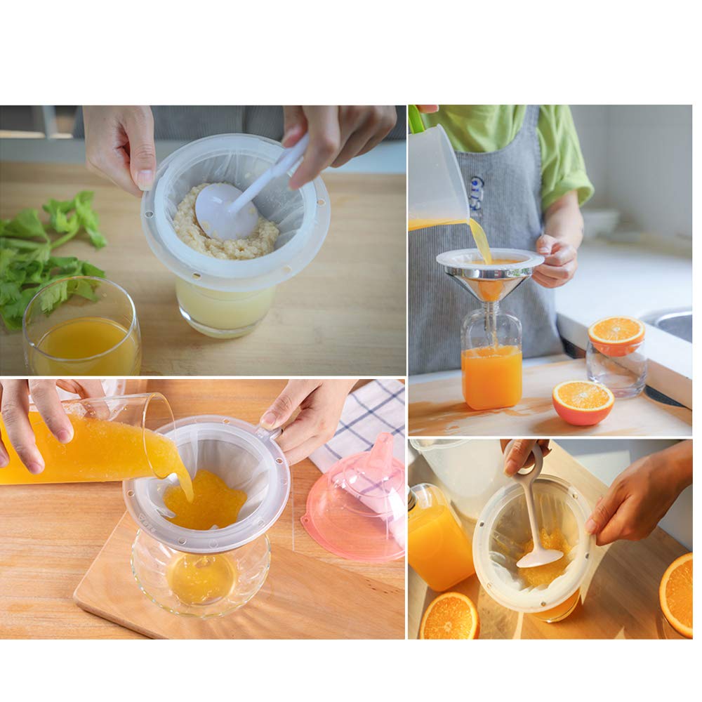 Embudo de acero inoxidable Lakatay con filtro colador desmontable para ingredientes líquidos secos y en polvo, Embudo de decantación