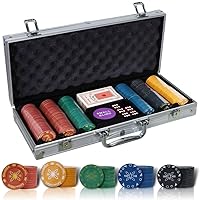 CCLIFE Pokerset Profi 300 500 PCS Pokerspiel inkl. Pokerkoffer Pokerdecks Dealer Button Poker Set Pokerchips Tischauflage Spielmatte
