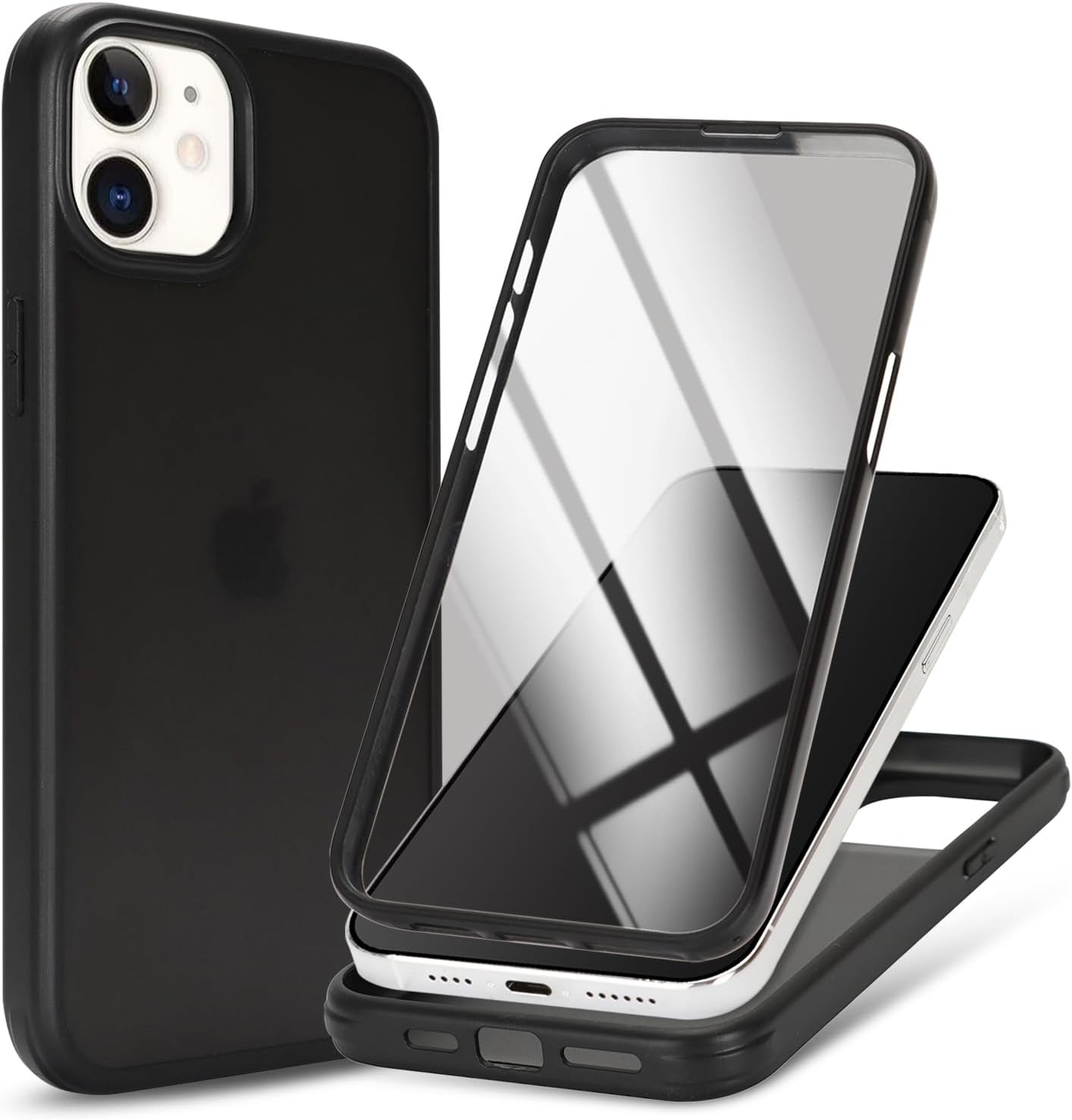 for iPhone 12/12 Pro Case with Built-in Screen Protector & Full Body Protective,for Apple iPhone 12/12 Pro Phone Cases for Men Women Girl-Black