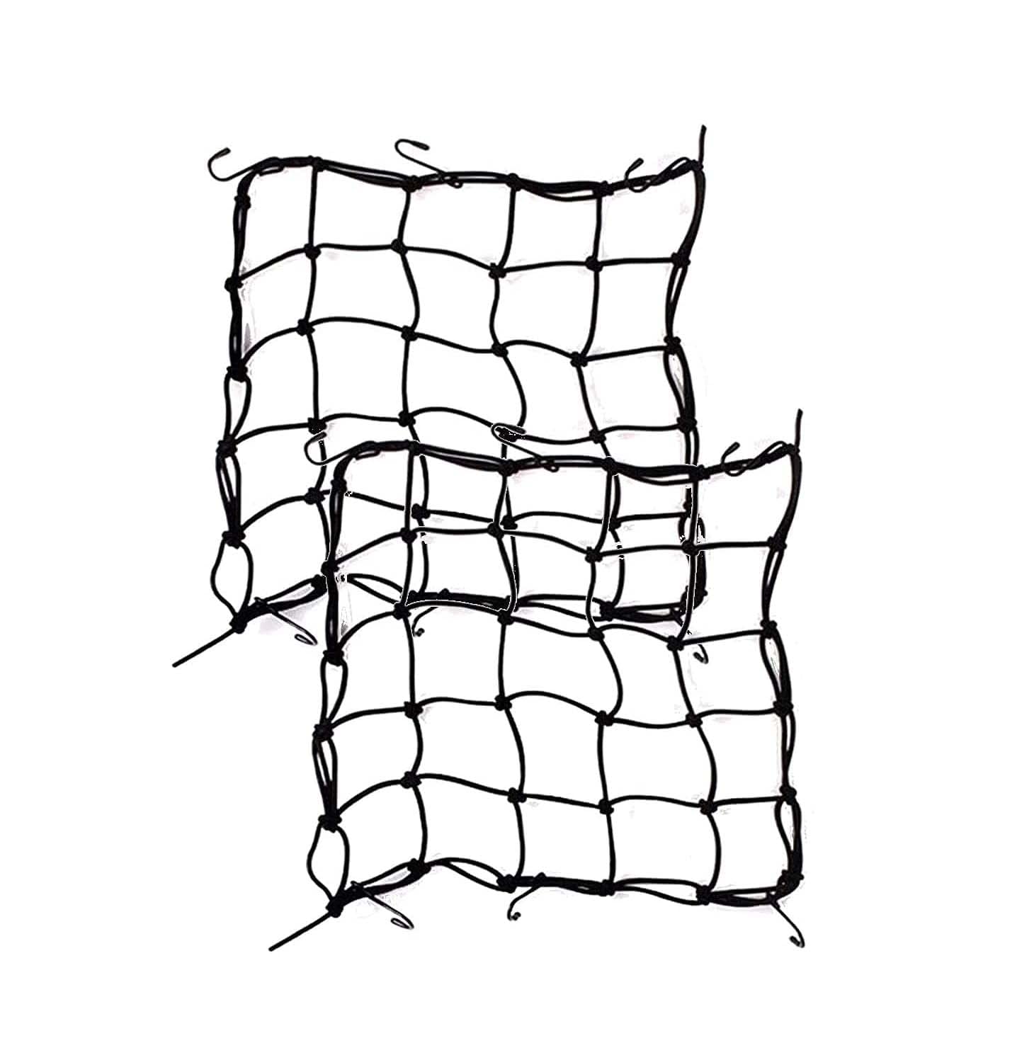 Filet élastique Bagages Accessoire Moto Filet Filet Moto Élastique 30x30cm - Transport Casque Et Bagages - Crochets Réglables Noir Filet Pour Casque Moto Réseau De Chargement Avec Crochets