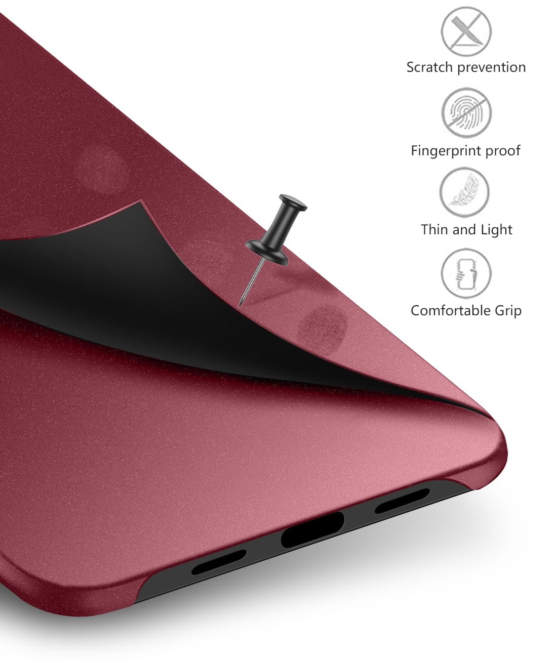 Bastmei Google Pixel 10a 5G Case, Ultralekki, antypoślizgowy, odporny na zarysowania, ochraniacz na aparat, matowy twardy PC pokrowiec do Google Pixel 10a (czerwone wino)