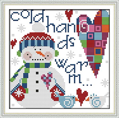 Cross Stitch Kits, Awesocrafts Little Snowman Christmas Easy Patterns Cross Stitching Embroidery Kit Supplies Christmas, Stamped or Counted (Snowman, Counted)