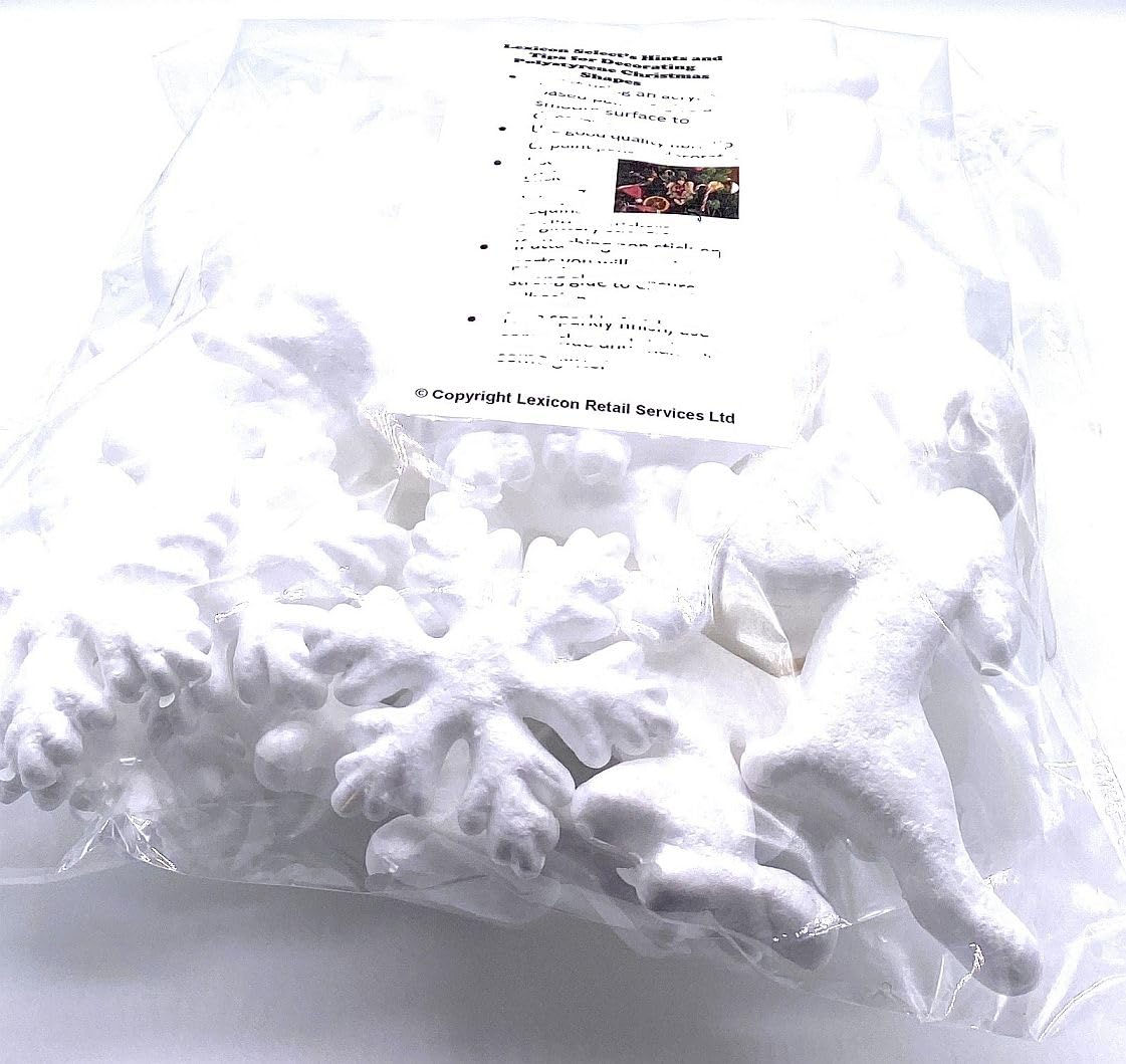 Lexicon Select White Polystyrene Christmas Baubles, Pack Of 35, Craft Shapes For Painting And Decorating