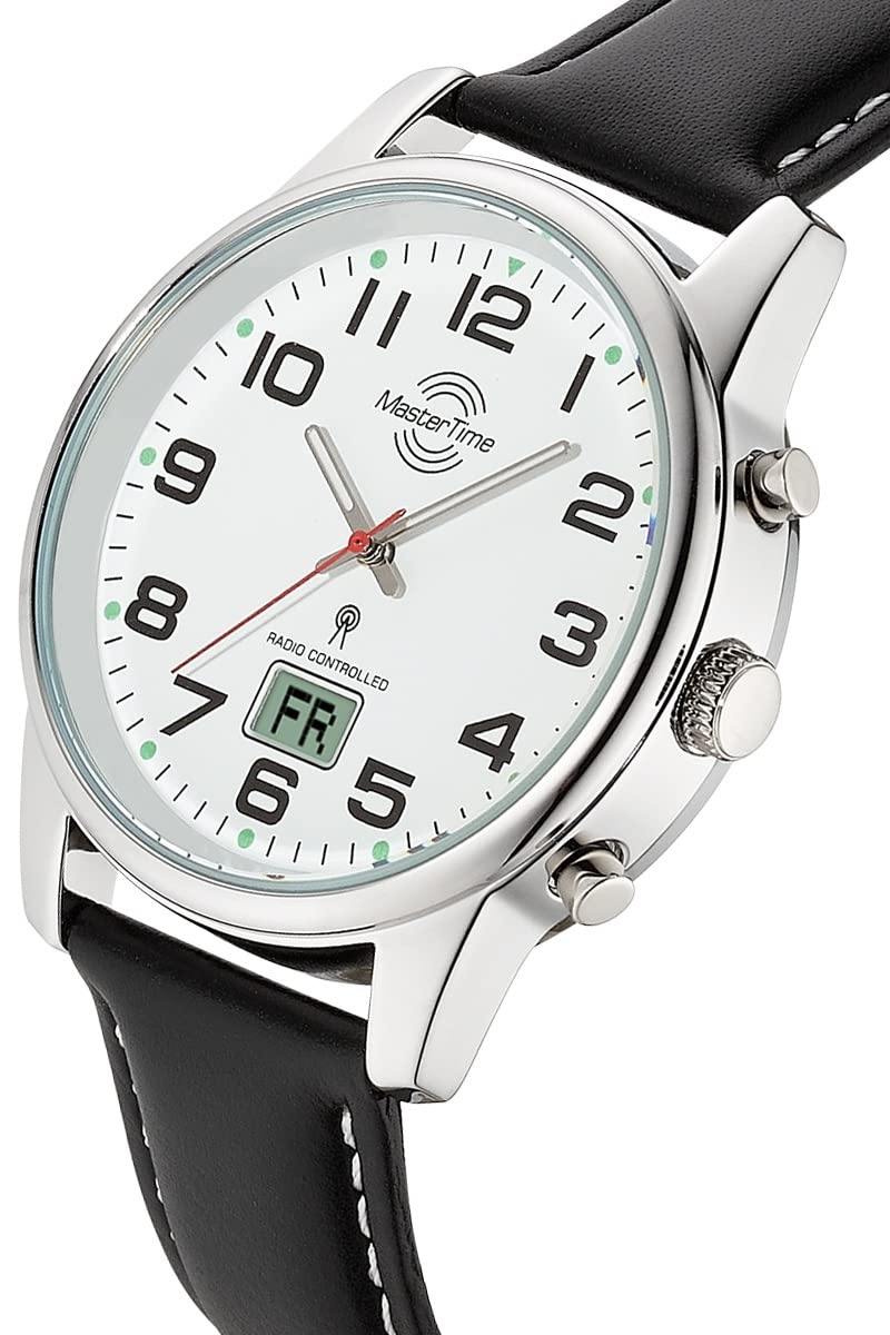 Master Time Funk Quarz Herren Uhr Analog mit digitalem Datum mit Leder Armband MTGA-10814-12L