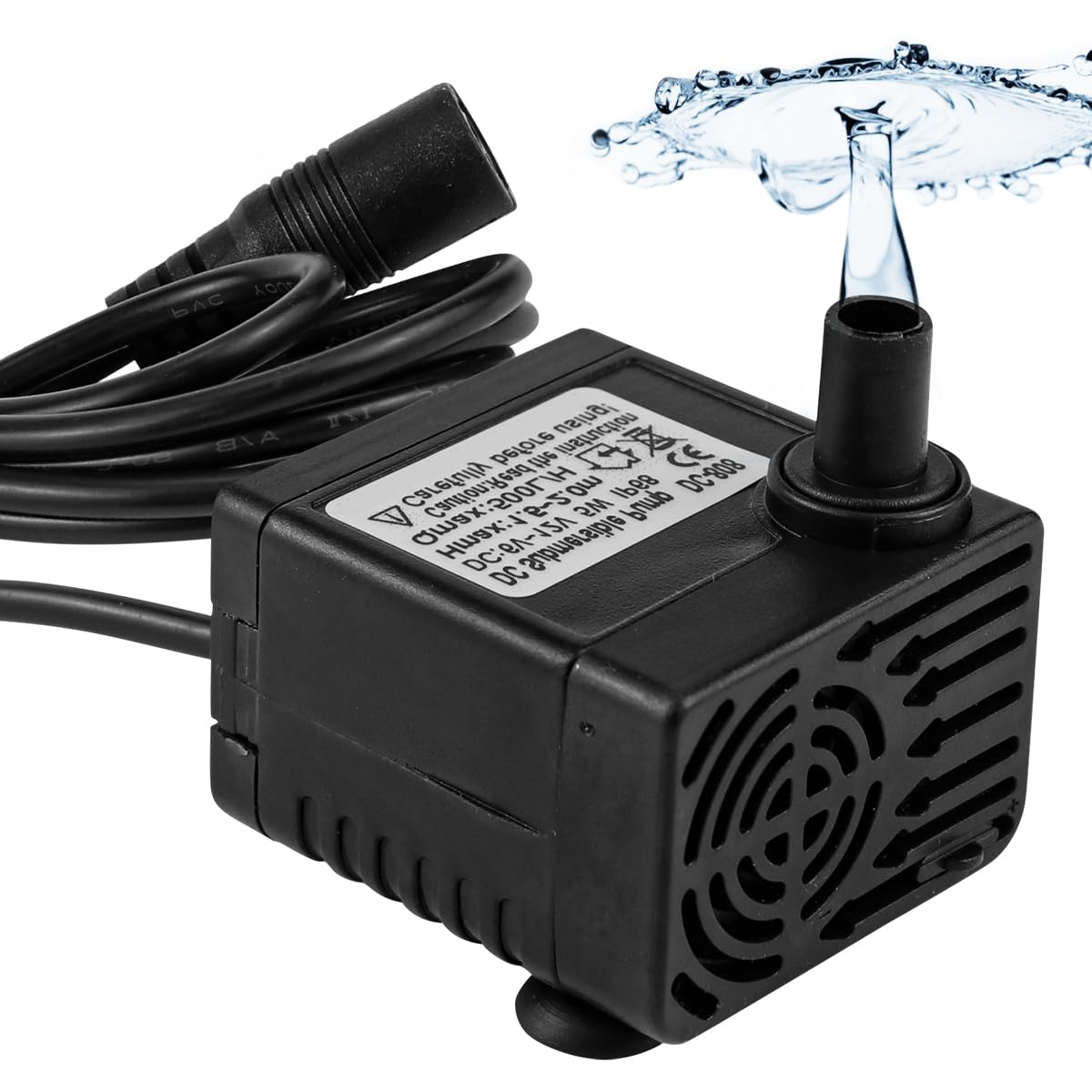 GYOTUU Mini Submersible Water Pump, 5W 500L/H, DC 6-12V Brushless Fresh Water Pump, Solar Fountain Pump for Aquarium Fish Tank, Hydroponics, Home Use