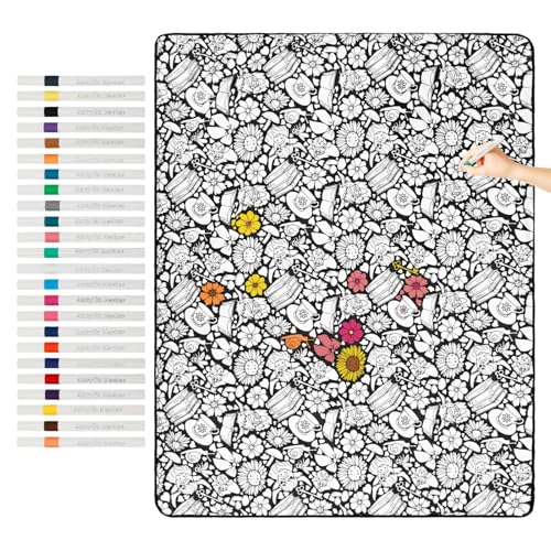 Couverture à colorier adulte jeté de canapé avec feutres loisirs créatifs
