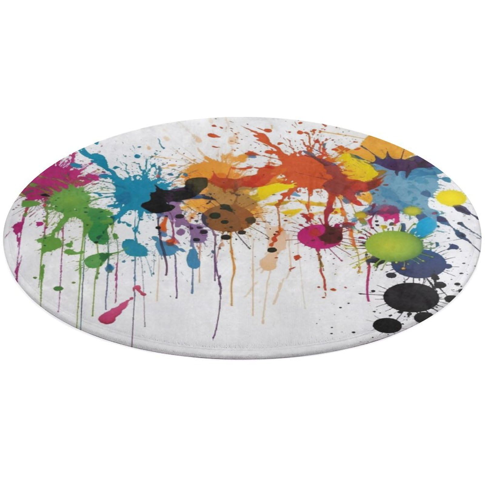 Tapis rond en velours doux abstrait lavable antidérapant cuisine chambre 90cm