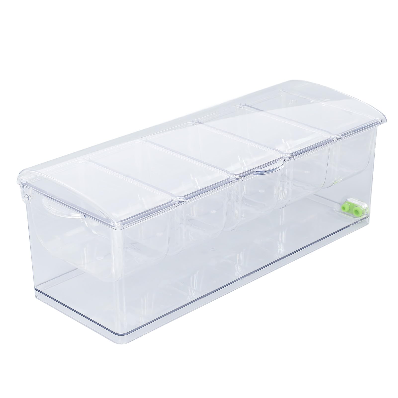 Contenitore per condimenti refrigerato per ghiaccio, contenitore in plastica per alimenti, vassoio da portata multi-scomparto con coperchio, ideale per feste in cucina e viaggi, 1,5 l (circa 12 tazze)