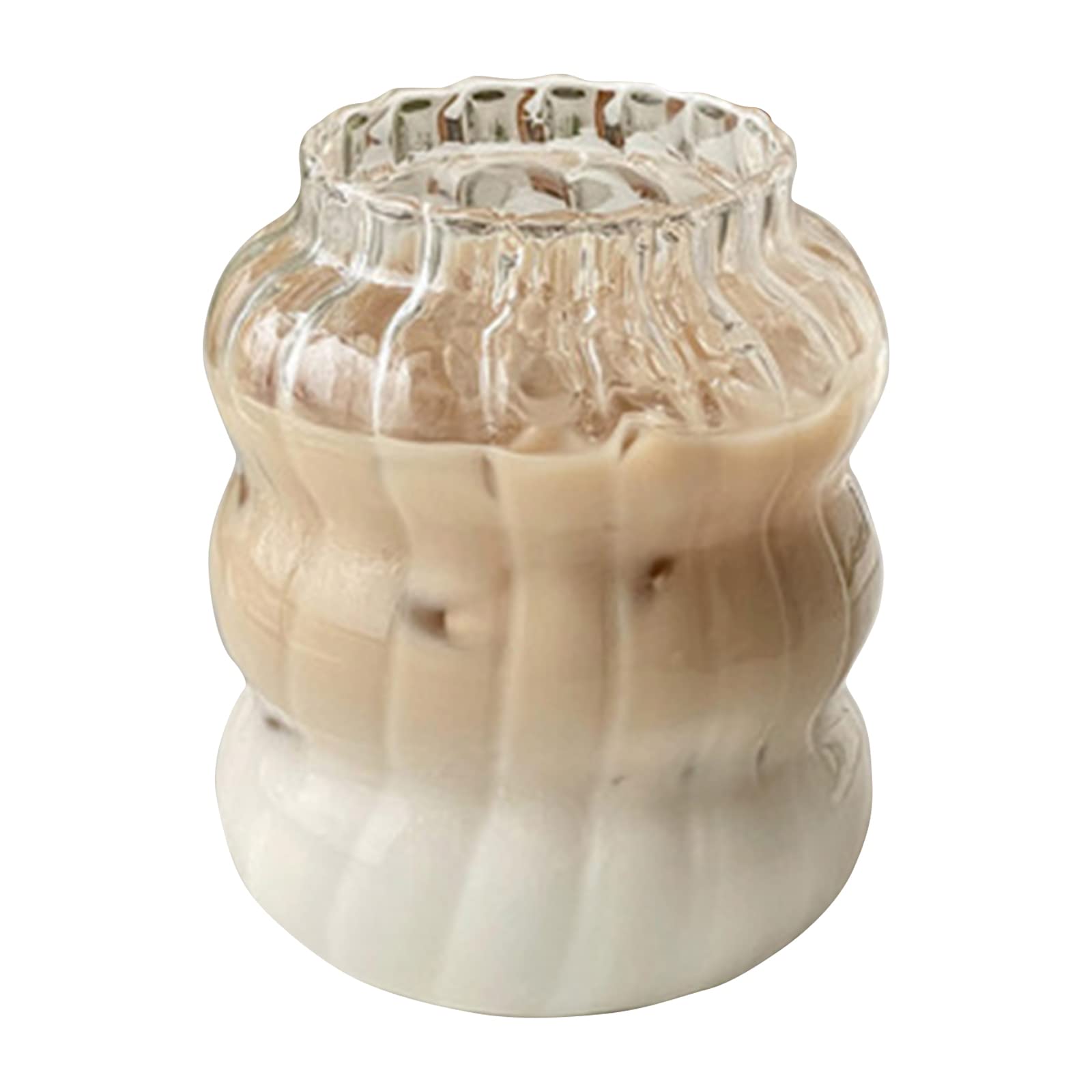 Ribbed Glass Cups Drinking Glasses, 22 Oz Wave Shape Cocktail Glasses, Creative Martini Glasses, Ripple Beer Glasses Coffee Bar Accessories, Vintage Glassware for Juice Iced Coffee Smoothie