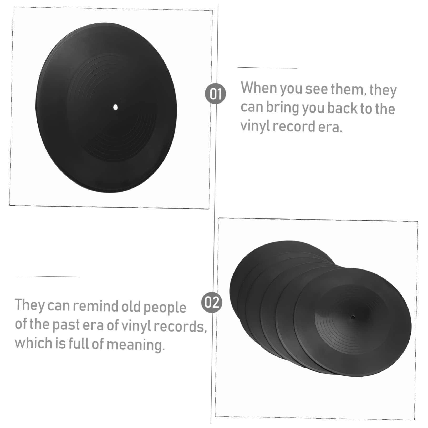 GLEAVI 12 Pezzi Dischi in Vinile Decorativi Neri Stile Retrò per Decorazione Pareti Bar e Caffè Materiale Vinile per Eventi e Fai da Te