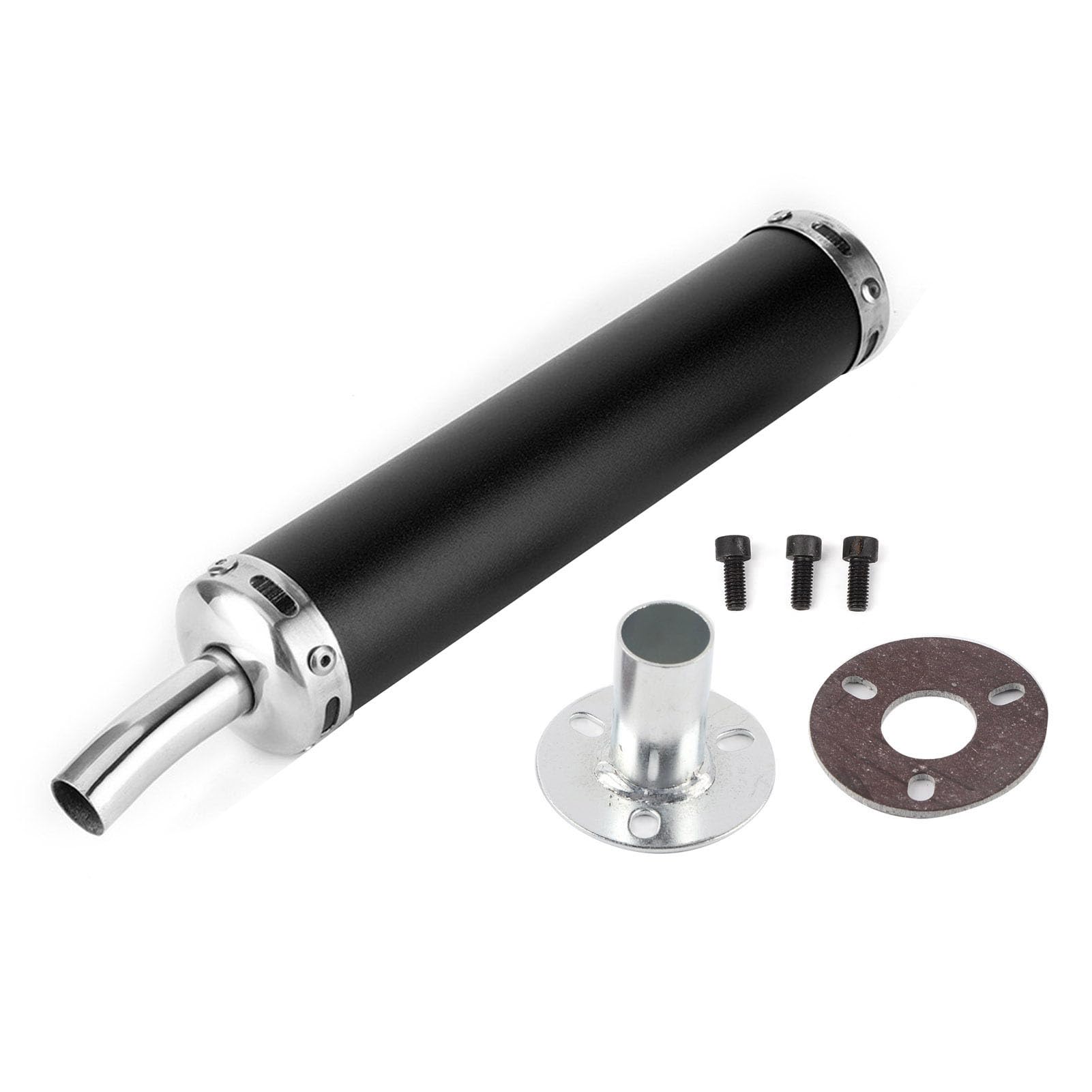 Silenziatore del Silenziatore di Scarico, di Tubi del Silenziatore di Scarico del Motociclo 20 Mm/0,8 Pollici Parti Modificate per Moto a 2 Tempi, Acciaio Inossidabile(Nero)