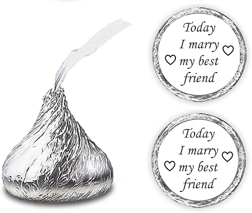 324 Calcomanías de boda con texto en inglés «Today I Marry My Best Friend Kisses», etiquetas adhesivas de gotas de chocolate para bodas, despedidas