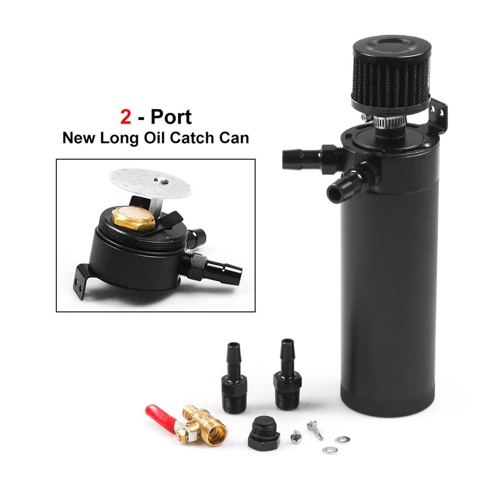 CAREG Uniwersalny 3/8" NPT. Billet Aluminium BAffed 2-Port Catch Call Can z silnikiem oddechowym Mini Oil Separator