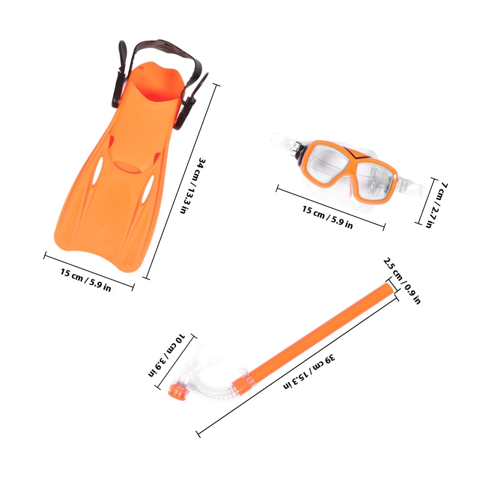 Kit de Snorkeling Garçon et Filles Léger en Plastique Orange Masque de Plongée et Tuba, Design Simple pour Réduire la Fatigue Mâchoire, pour Natation