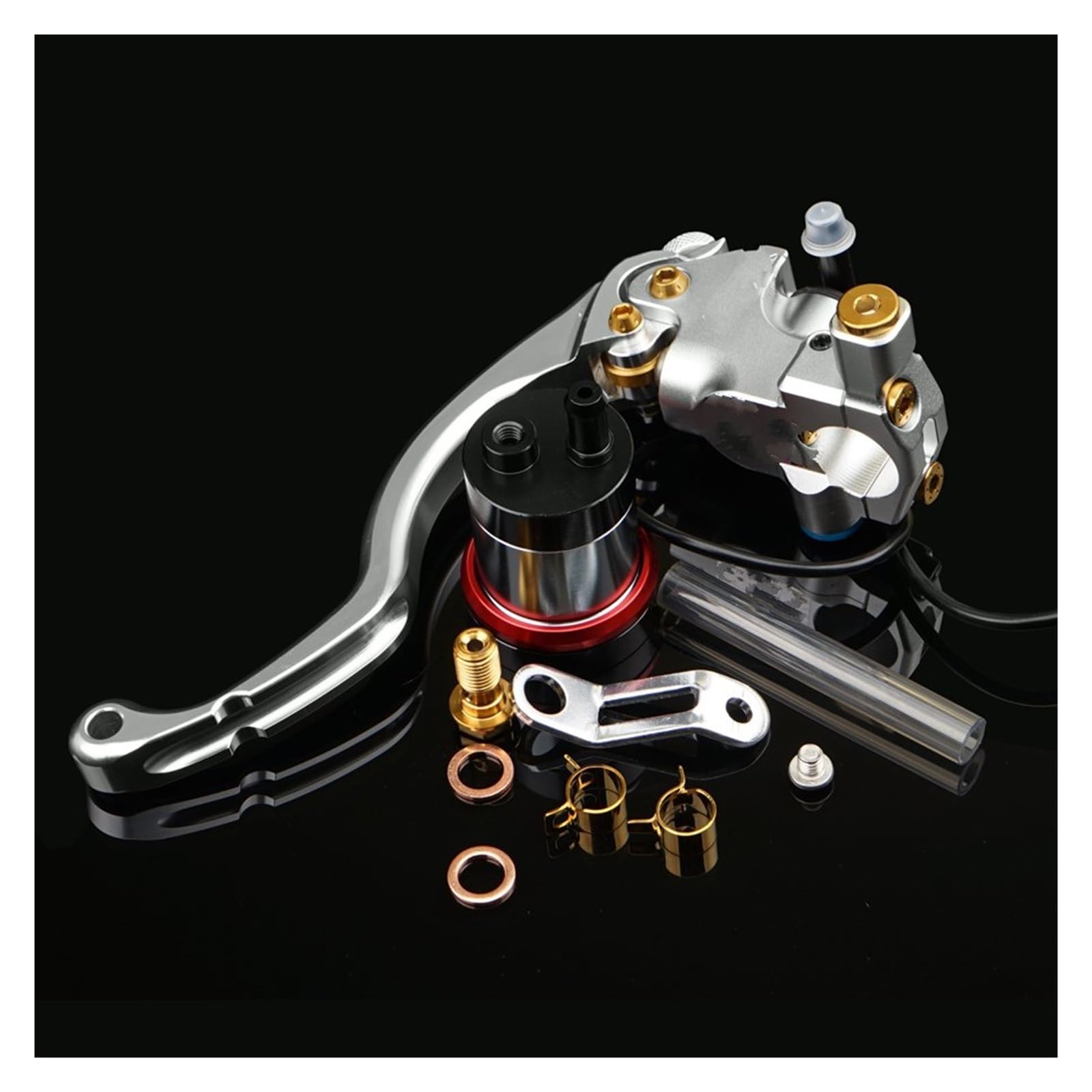 IUKMR Motorcycle Clutch Brake Lever 17.5 RCS Radial Mounting Brake Clutch Pump Hydraulic Motorcycle Big Piston Universal(Silver Left)