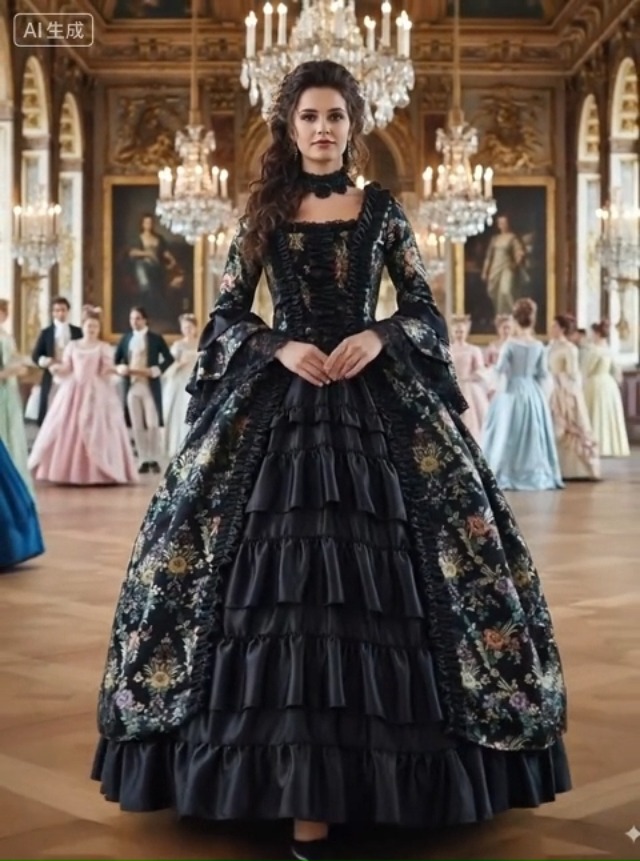 CountryWomen Womens Victorian Rococo Masquerade Ball Gown Black XS : Clothing, Shoes & Jewelry