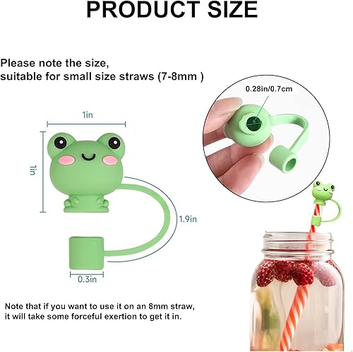 Miniatura 2 de ELUBOIDG 8 piezas de silicona para pajitas cubiertas de pajitas de animales para pajitas reutilizables para pajitas de 0.276-0.315 in, puntas de