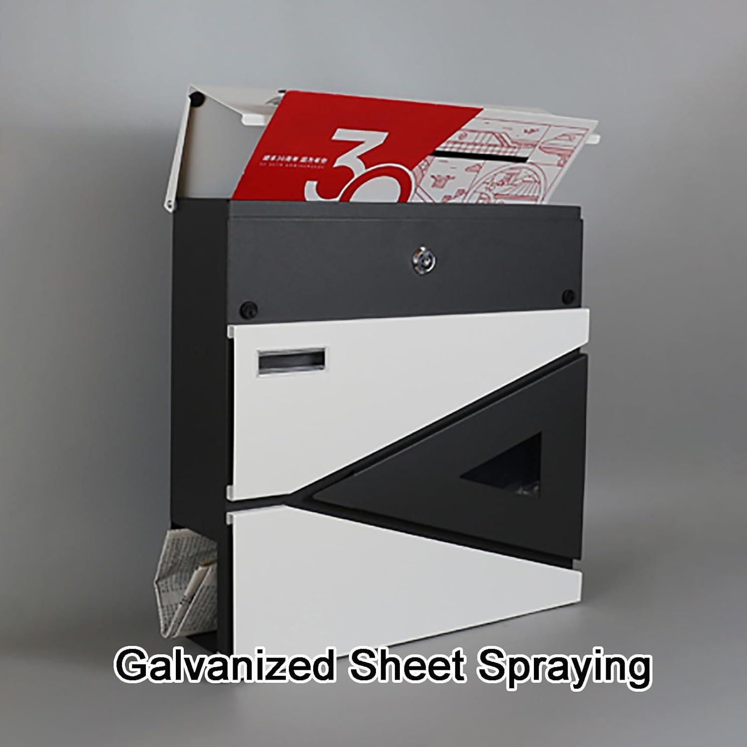 Wall Mount Mailbox, Mailboxes for Outside with Large Capacity, Metal Mailbox with Newspaper Compartment, for Household Outdoor Garden