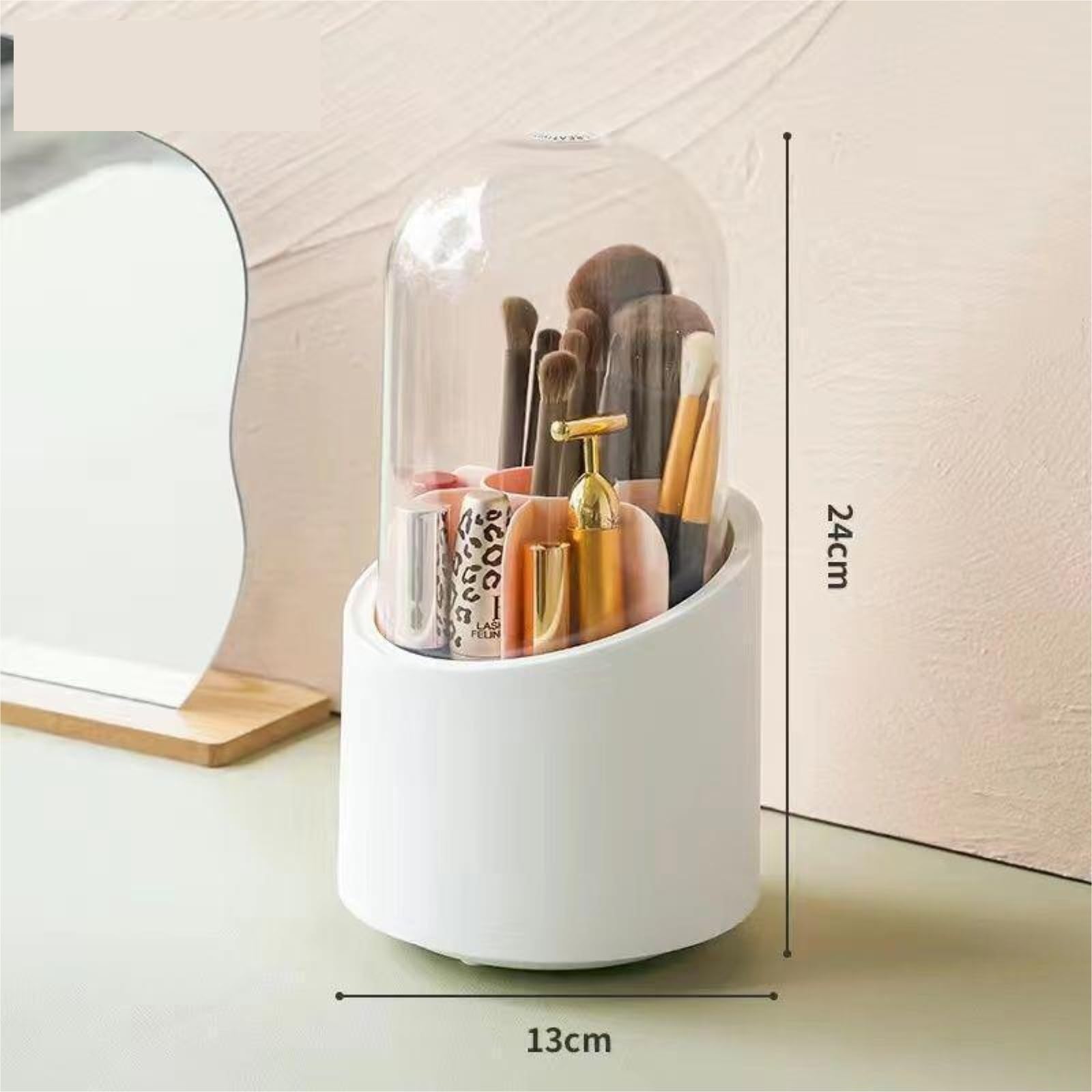 Stifteköcher Stifte Halter Stifthalter Aus Kunststoff Mit Fach Und Deckel Zur Aufbewahrung Von Make-up-Pinseln Schreibtisch-Organizer(White)