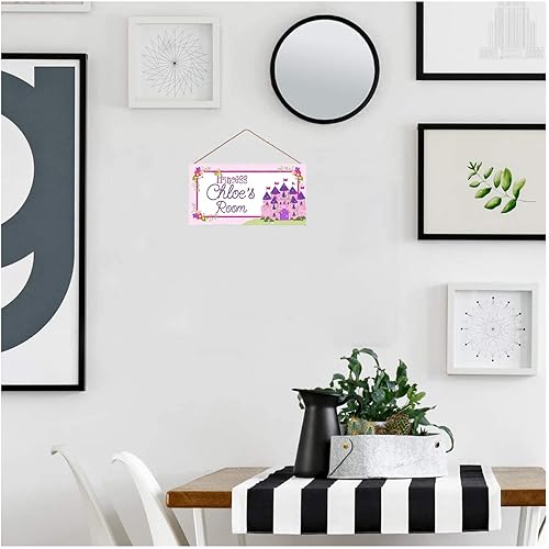 Miniatura 4 de Letrero de castillo personalizado de princesa rosa con nombre personalizado, letreros de madera para niñas, cuarto de bebé, decoración de puerta de