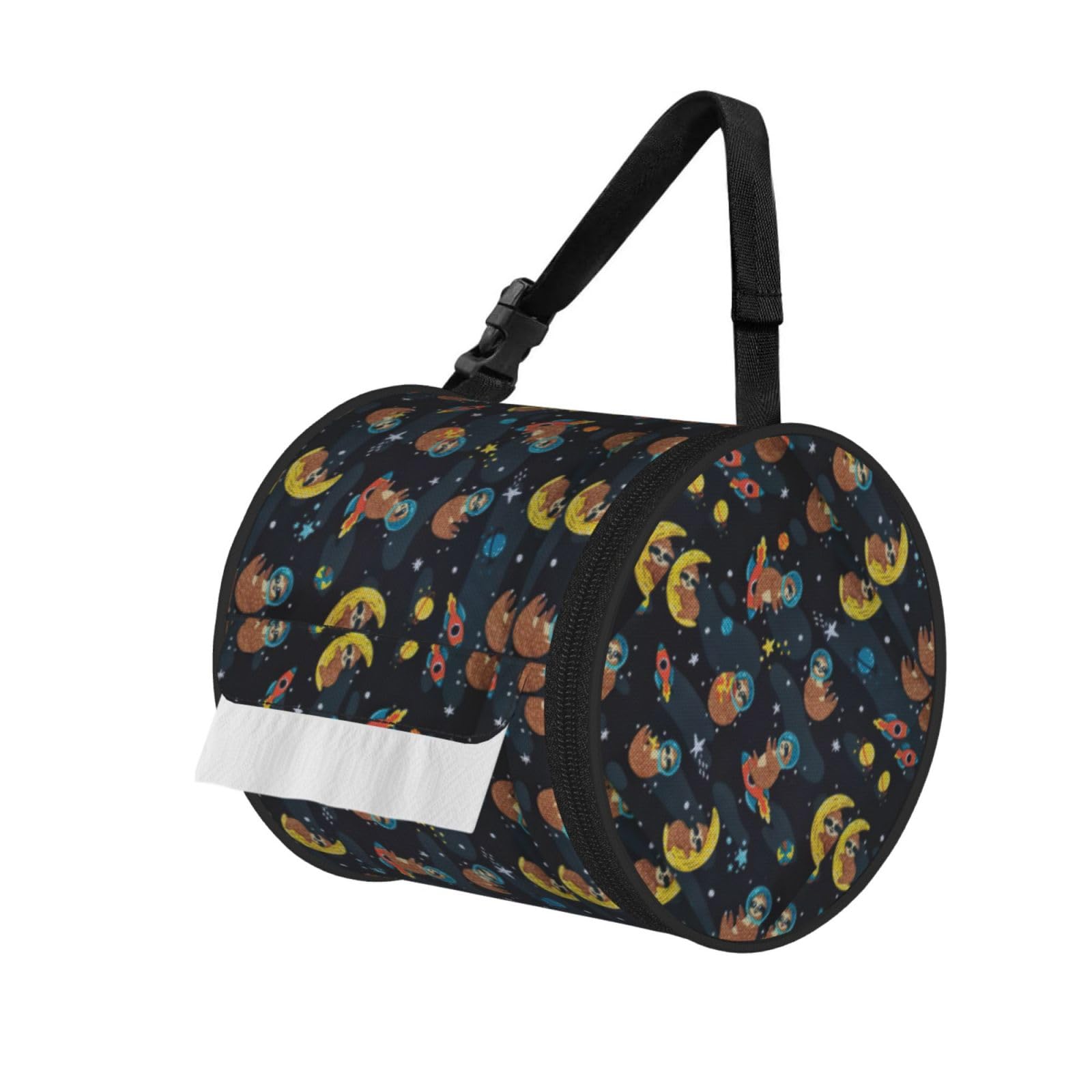 Cute Baby Sloths Sleeping Printed Hanging Tissue Organizer, Smooth Zipper Oxford Cloth Roll Holder for RV Bathroom Desk