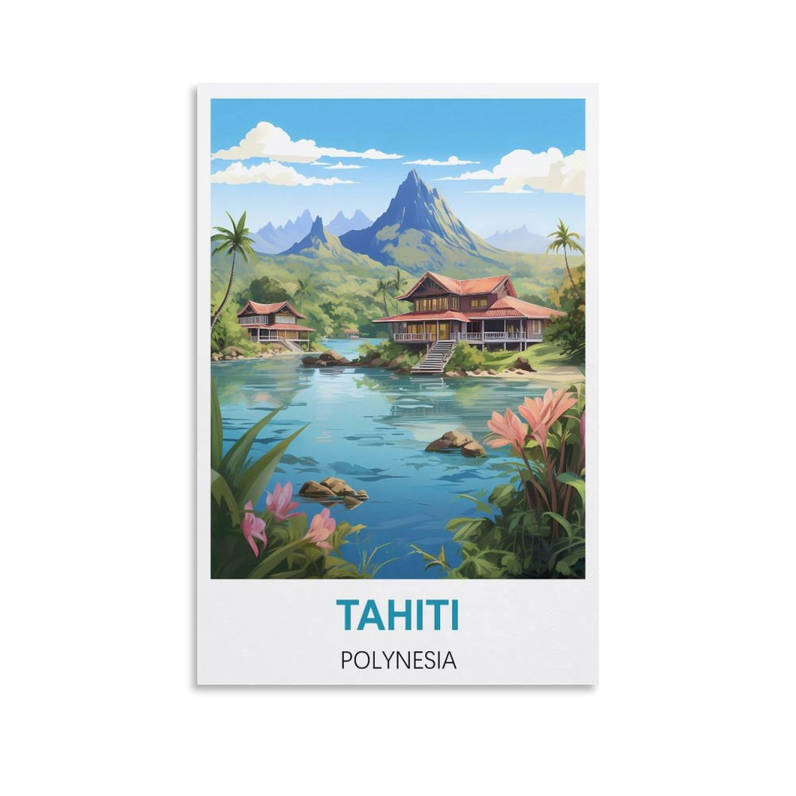 Metal Signs,Tahiti Polynesia,Tin Sign Retro Wall Art Poster for Home Man Cave, Cafe Bar Wall Decor 30x30cm