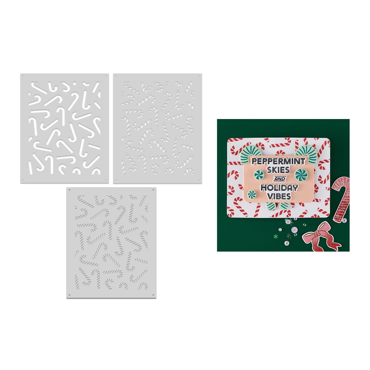 Hero Arts Clear Candy Cane Toss Up Stencil From The Candy Cane Season Collection