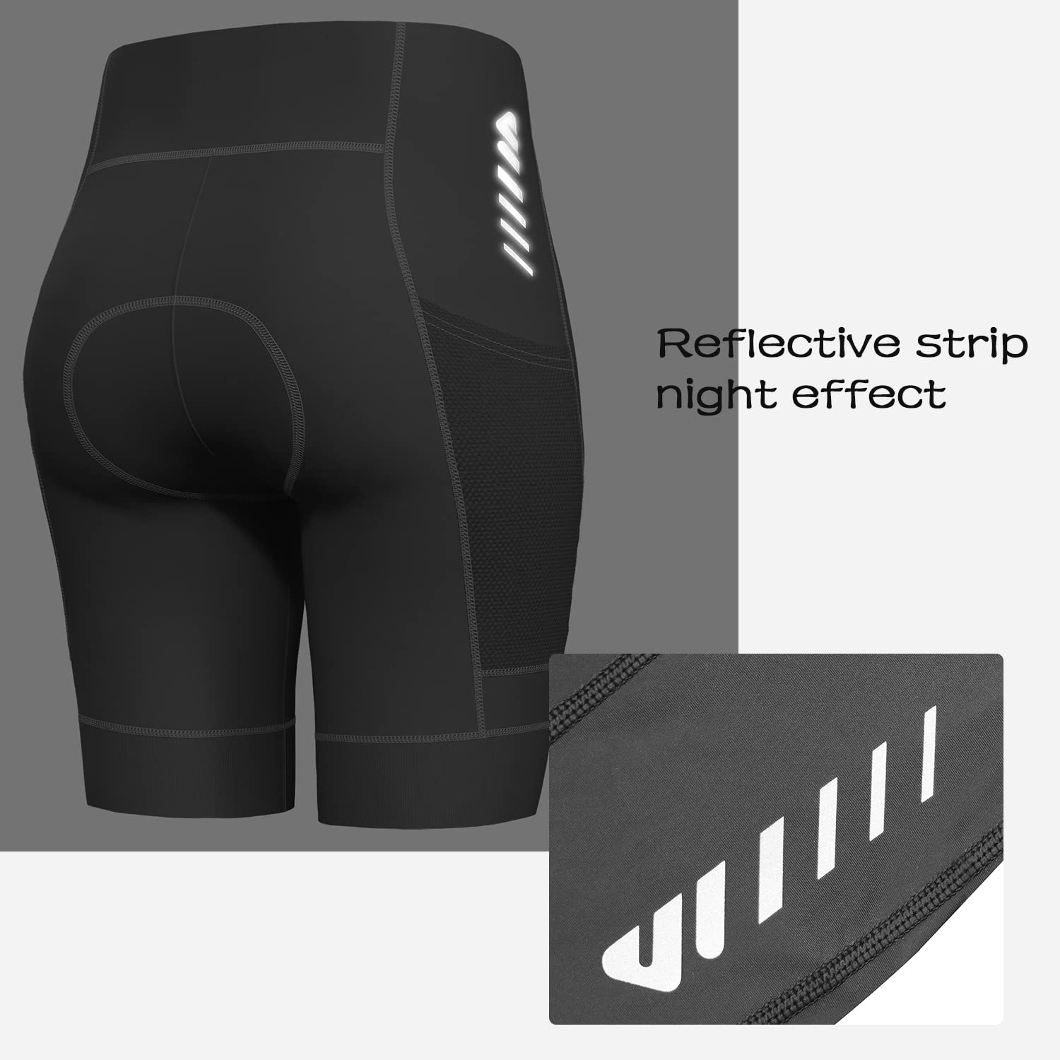 Lo.gas Pantaloni da ciclismo da donna, imbottiti, da ciclismo, da donna, a vita alta, elasticizzati, traspiranti, con tasca