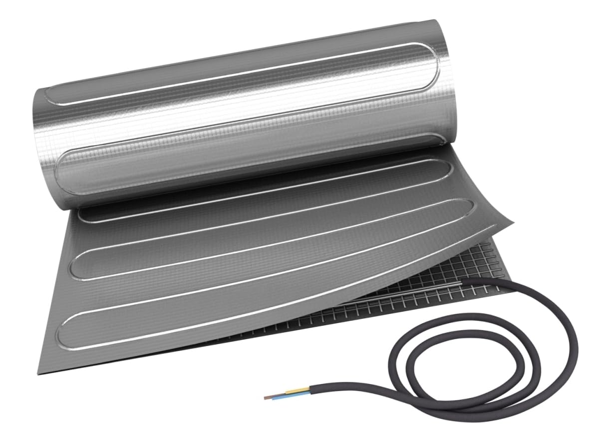 Elektrische Fußbodenheizung HoWaTech ALU für Laminat Parkett Vinyl Komplett Set TWIN Heizmatte 150 W/m², Heizfläche:8.00m²