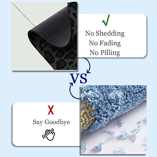 Miniatura 4 de Yesad Alfombra de baño diseño de leopardo negro antideslizante de secado rápido súper absorbente delgada apta para debajo de la puerta lavable