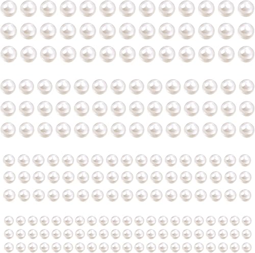 5600 calcomanías de perlas, calcomanías autoadhesivas de perlas de color beige, perlas de parte trasera plana, gemas de perlas de imitación para