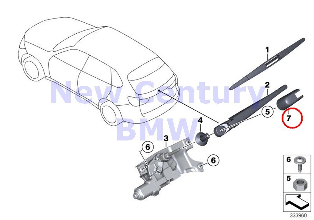 Buy BMW Genuine Single Parts for Rear Window Wiper Wiper Arm Cover X5 35dX X5 35i X5 35iX X5