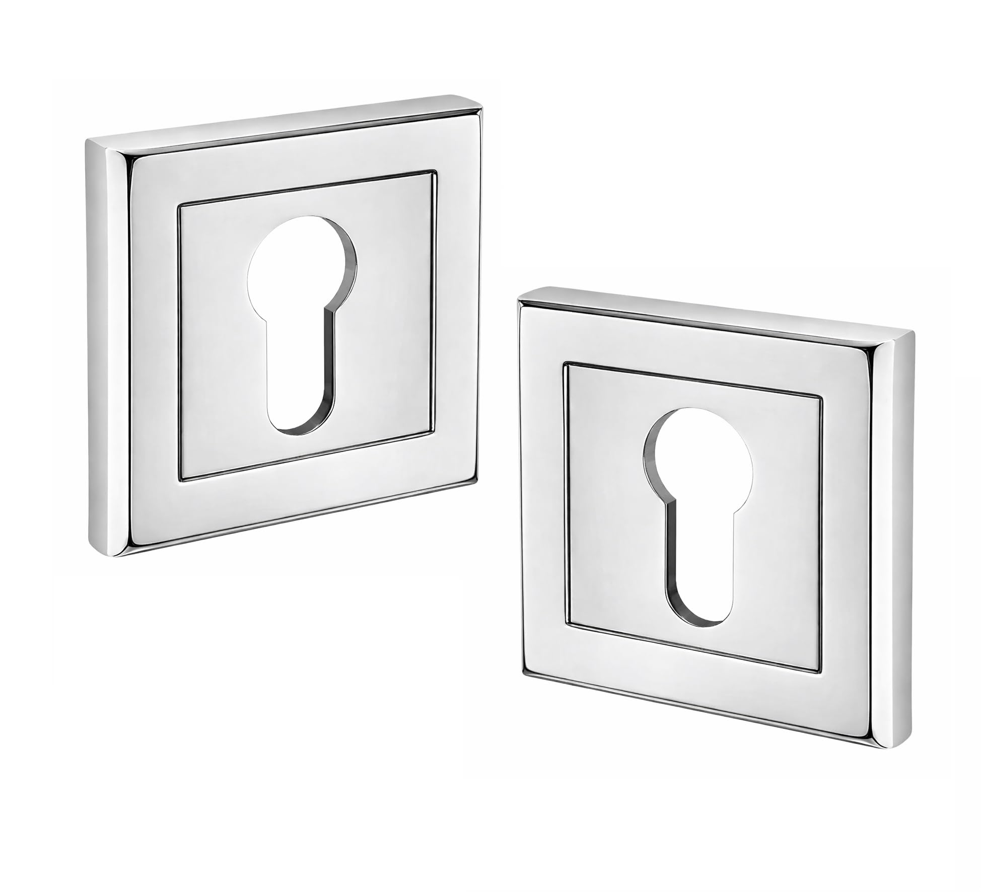 Golden Grace Square Rose Euro Escutcheon Metal Lock Cover, Polished Chrome