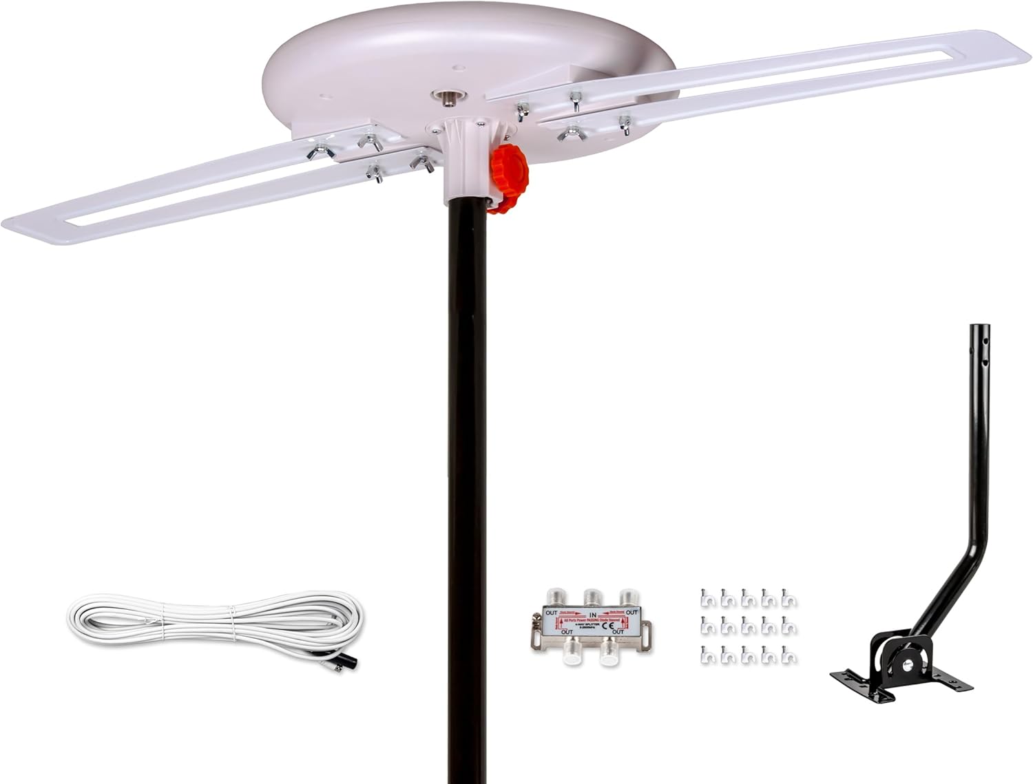 Five Star Upgraded 2024 Omni-Directional Outdoor HD Digital TV Antenna 360 Degree, J Mount Included for Attic or Outdoor, Weather Resistant, Supports ATSC 3.0 and 4K 1080P HD Smart TV VHF UHF