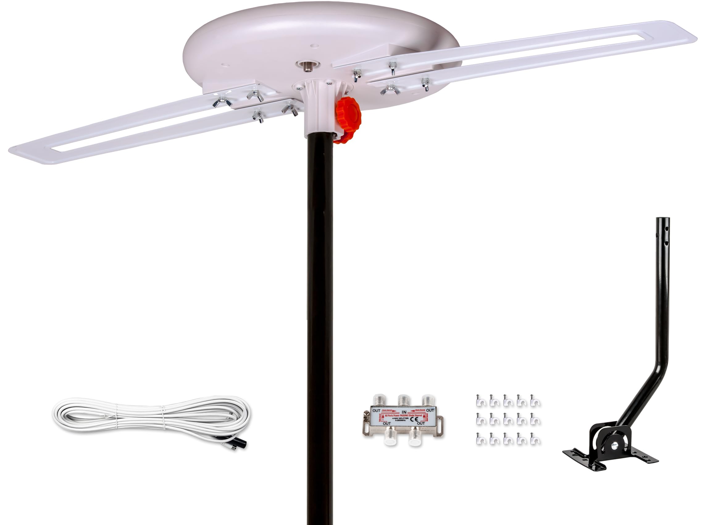 Five Star Upgraded 2024 Omni-Directional Outdoor HD Digital TV Antenna 360 Degree, J Mount Included for Attic or Outdoor, Weather Resistant, Supports ATSC 3.0 and 4K 1080P HD Smart TV VHF UHF