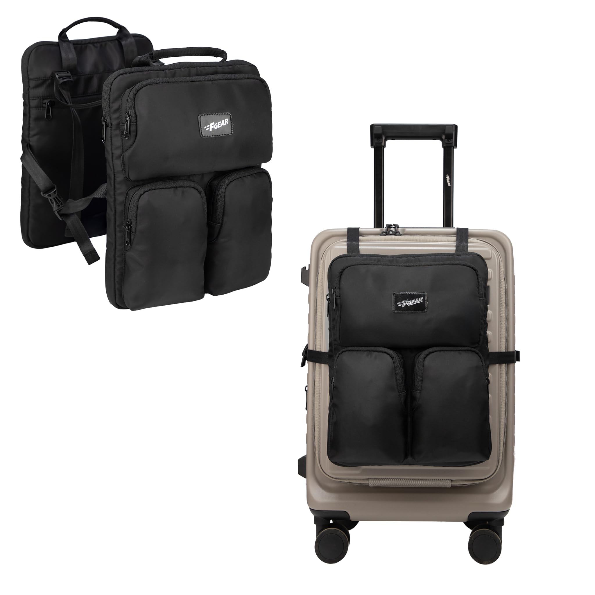 f gear Lyon Black Premium Soft Touch - Over Luggage Organizer|Suitcase Slide On Luggage Harness with Adjustable Straps|Storage Pockets & 1 Anti Theft Pocket|Two Way Carry Handle|Lightweight & Durable-picture-49
