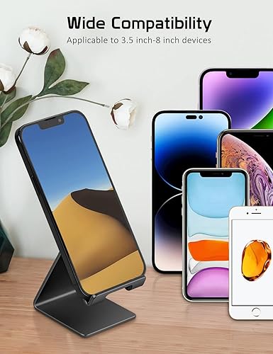 Miniatura 18 de Soporte de aluminio para teléfono celular, soporte de escritorio universal portátil sólido, para todos los teléfonos inteligentes, Tabletas, Huawei